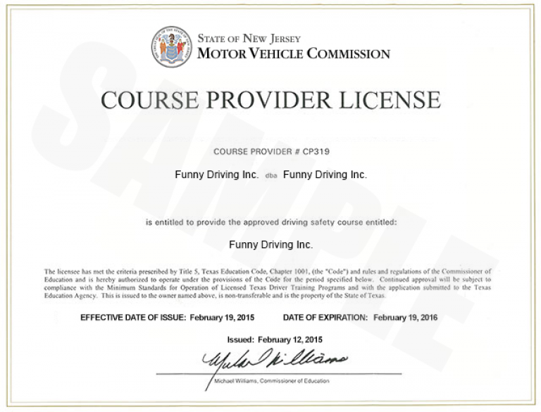 New Jersey State Approved Defensive Driving New Jersey